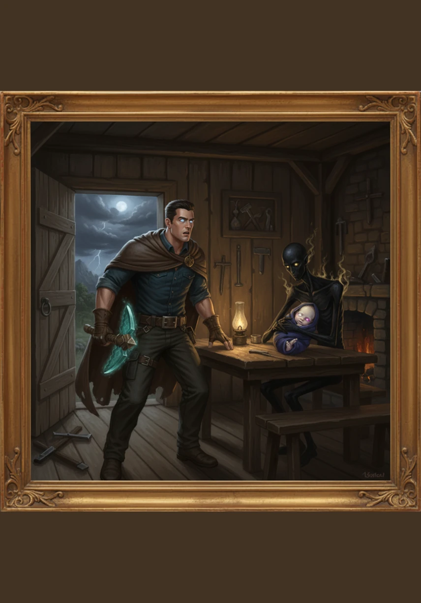 The peace was shattered by the sharp, static sound of a teleportation echo echoing through the trees outside. Herobrine stood up and gripped a rusted iron sword, his heart hammering against his ribs as he realized he had been followed.