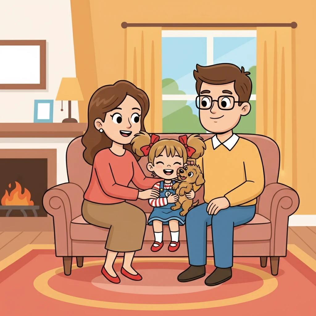 Diana demanda à ses parents de l'adopter. Ils acceptèrent avec joie, touchés par l'émotion de leur fille. Diana nomma le petit chien Toby et ils devinrent inséparables, partageant rires et câlins.