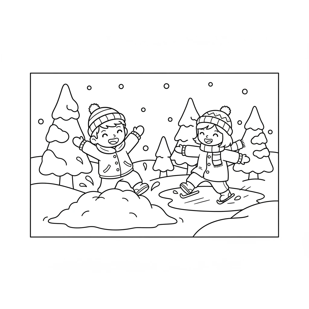 Flicker and Pip decided to explore the snowy forest together. They bounced through drifts and slid on icy patches, their laughter echoing softly. What wonders would they find?