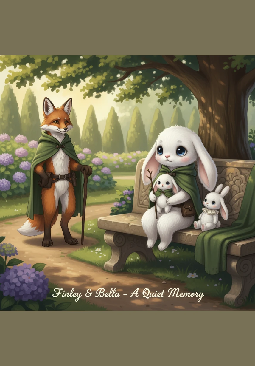 At the edge of the park’s garden, Bella’s family came rushing out to greet her with joyful hops. Bella turned back to Finley, giving him a big, fuzzy hug and promising that they would meet at the bench every single day.