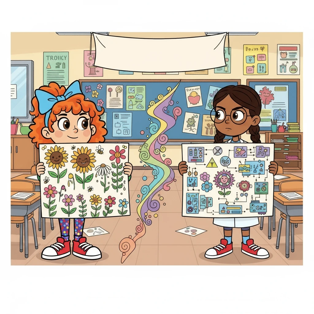 Мектепте "Жылдын мыкты долбоору" конкурсу жарыяланганда, Элвира гүлдөр жөнүндө кызыктуу долбоор сунуштады. Дария илимий жана татаал долбоорду тандап, алар бири-бири менен тил табыша албай калышты.