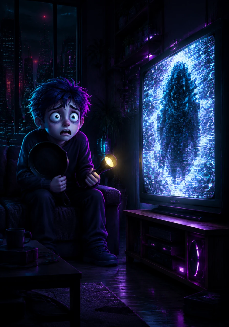 Leo sat alone in the living room, the rhythmic ticking of the wall clock the only sound breaking the midnight silence. The television screen suddenly flickered to life, buzzing with a strange, unnatural static that seemed to twist into the shape of a distorted silhouette. A raspy whisper echoed from the speakers, calling Leo by his name and daring him not to look away.