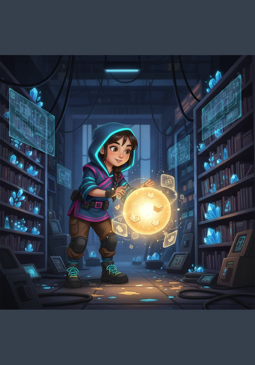 Approaching closer, the girl saw a tiny, radiant sphere floating in the air like a fallen star. A quiet, melodic voice spoke from the light, telling her not to be afraid and revealing that it was the guardian of tales that people had begun to forget.