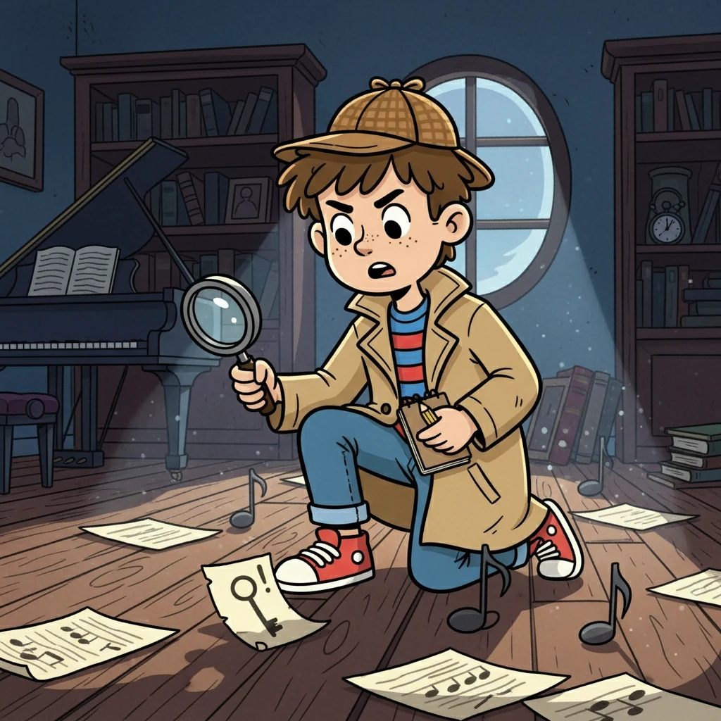 Marco trova un indizio nascosto tra le note musicali. Un frammento di carta indica la chiave del mistero. Il tempo stringe, Marco deve risolvere il caso prima che l'assassino colpisca di nuovo.