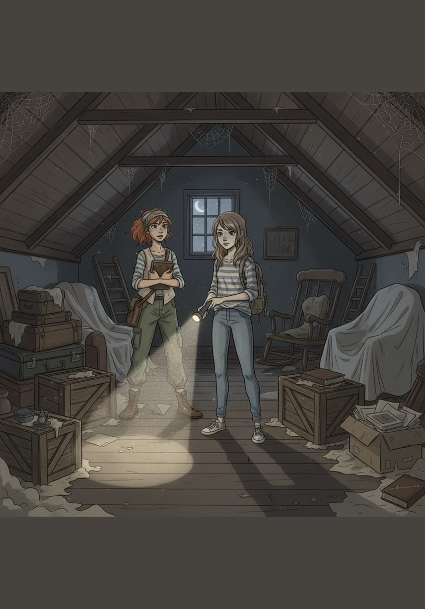 Lena i Maja zakradają się na zakurzony strych domu Leny, oświetlając drogę jedynie latarkami w swoich telefonach. Wśród starych kufrów i pajęczyn szukają śladów, które mogłyby potwierdzić wizje z ostatnich nocy. Maja z ekscytacją wyciąga spod sterty gazet stary, zniszczony album ze zdjęciami, w którym brakuje najważniejszych fotografii.