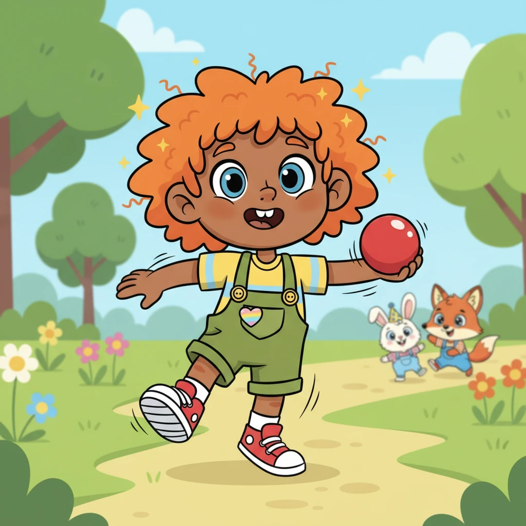 Suddenly, Spark gets an idea! A bright smile returns to his face as he picks up his red ball and zooms off to find his friends.