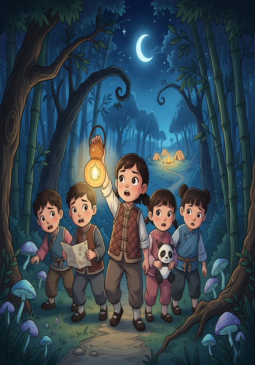 一天晚上，贝贝和小伙伴们迷路了，大家都感到害怕。贝贝鼓起勇气，带领大家一起寻找回家的路，最终，他们团结一致，成功地回到了营地。