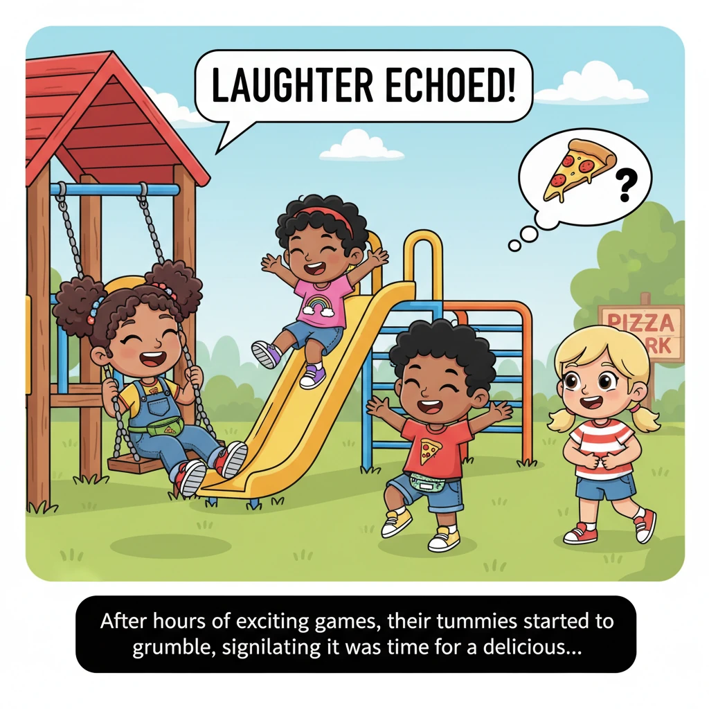 On a bright, sunny afternoon, Lina, Lisa, Sam, and Mia giggled and played at the lively playground. They swung high on the swings and zoomed down the