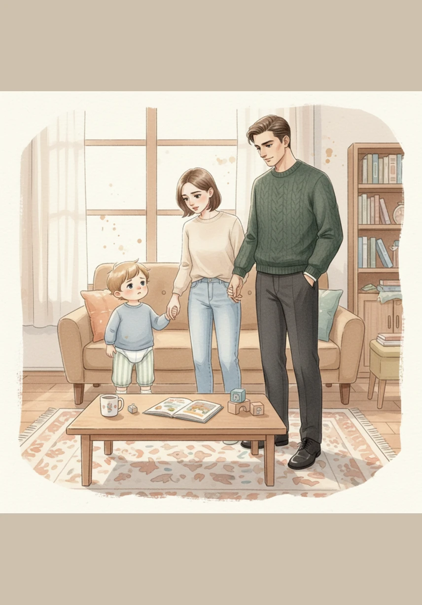 Under the soft glow of the midnight lights, the boss and his wife gently change Jane into a soft pajama shirt and a thick pull-up. They handle him with tender care, preparing him for his first night in his new role as their son.