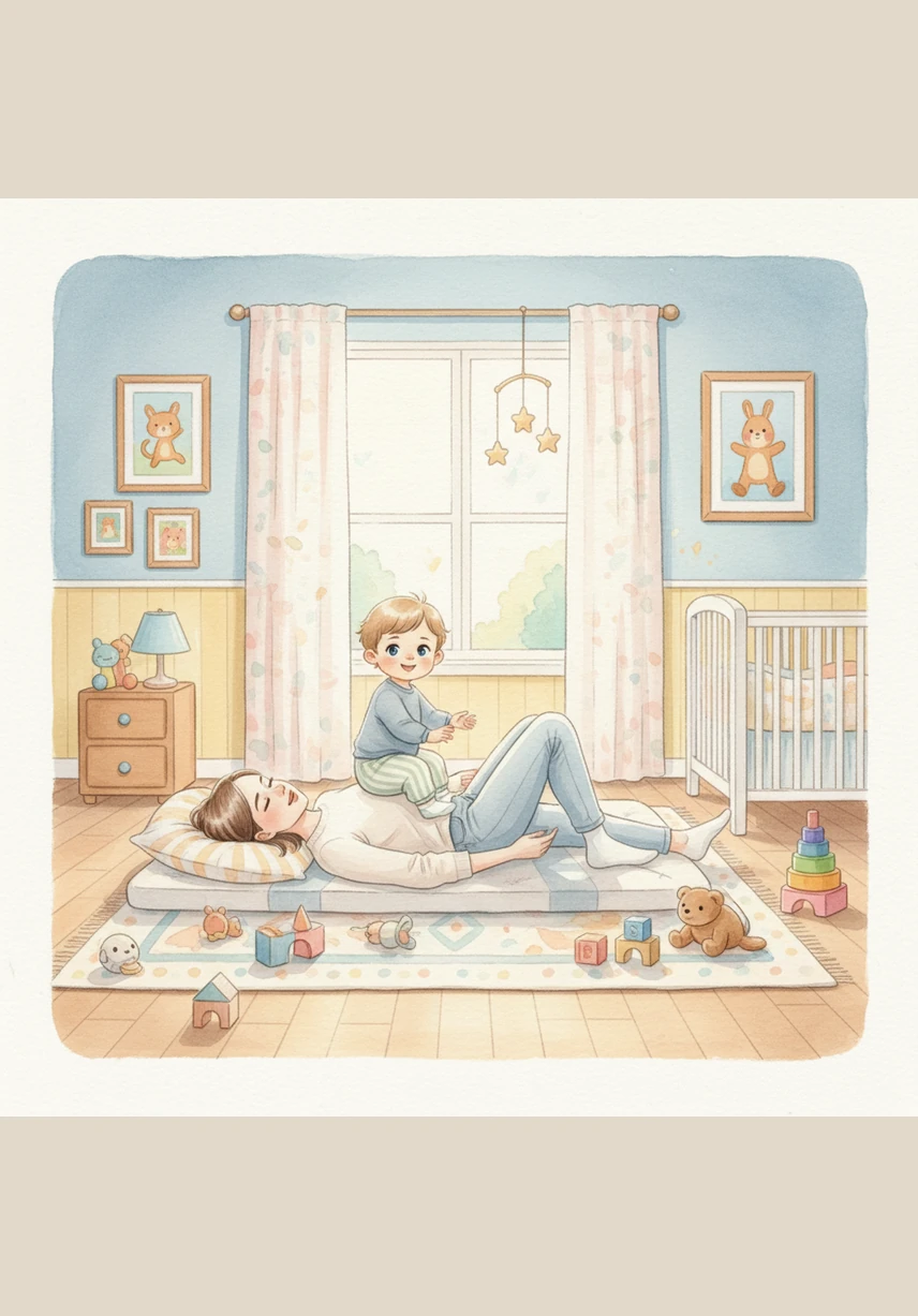 Jane wakes up the next morning in a bright, colorful nursery filled with toys, a cozy crib, and a large changing table. Everything is perfectly prepared for a child, from the stacked diapers to the soft plushies guarding his bedside.