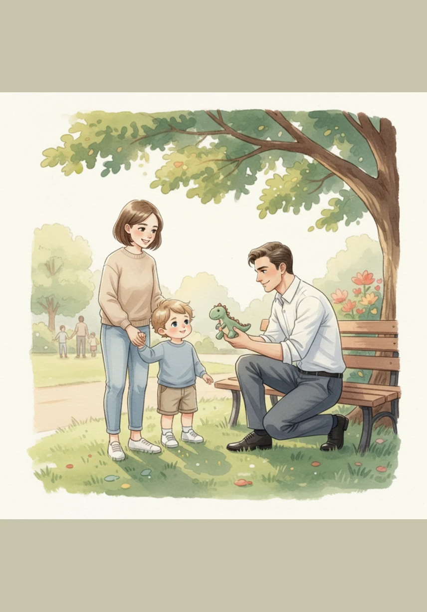 At the park, Jane runs through the grass playing tag with his new cousins and their friends while the smell of barbecue fills the air. The sun shines brightly as the children laugh and play together, treating him like one of their own.