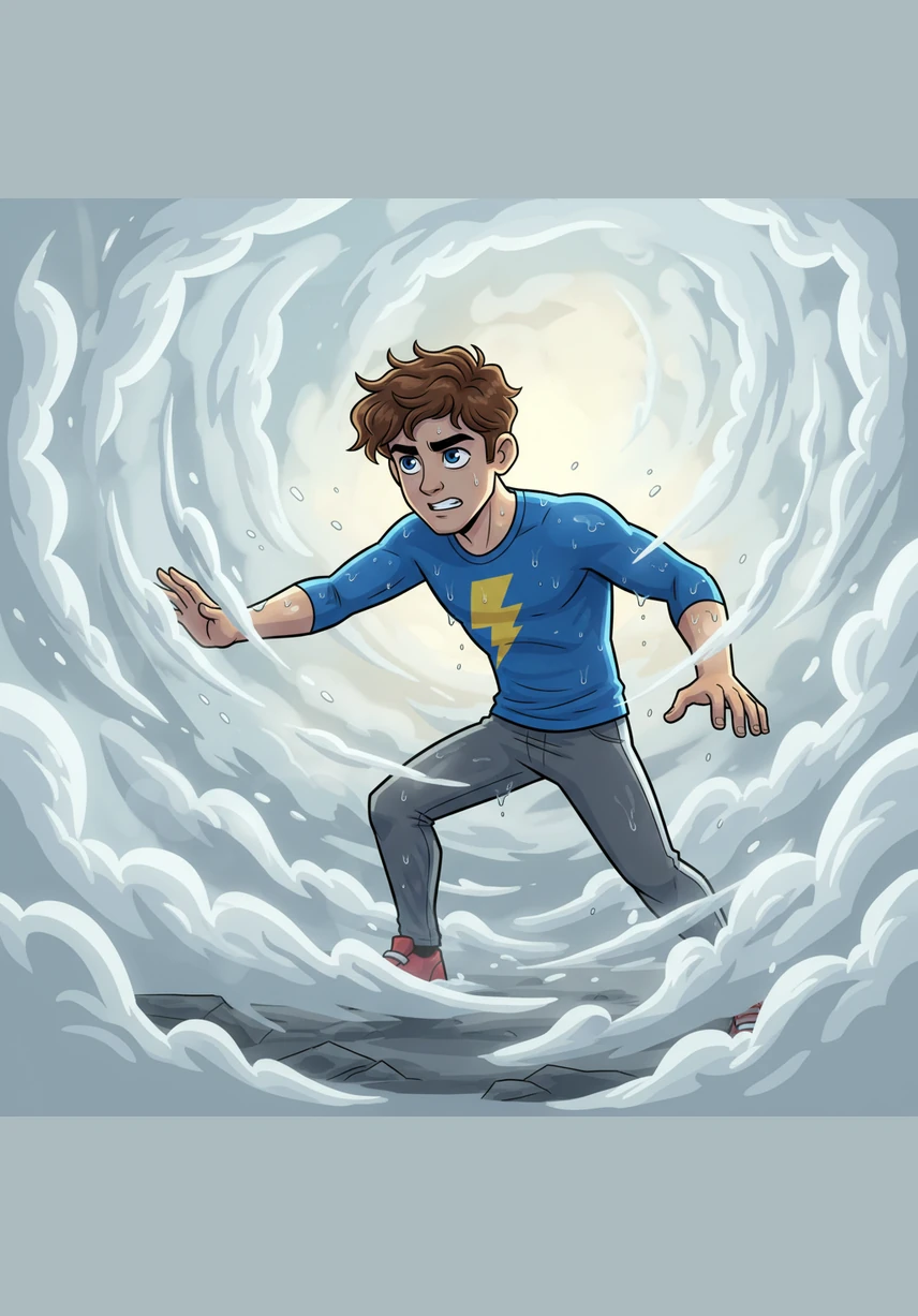 Through the swirling mist, a faint golden glow appeared in the distance, cutting through the gloom. The sight of the light renewed his strength, and he pressed on with newfound determination.