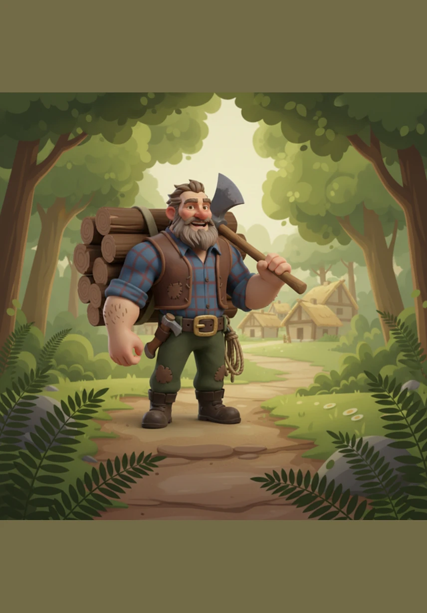 In a quiet little village, there lived a poor but hardworking woodcutter named Ramu. Every morning, he would set out into the lush green forest with his old iron axe to gather wood to support his family.