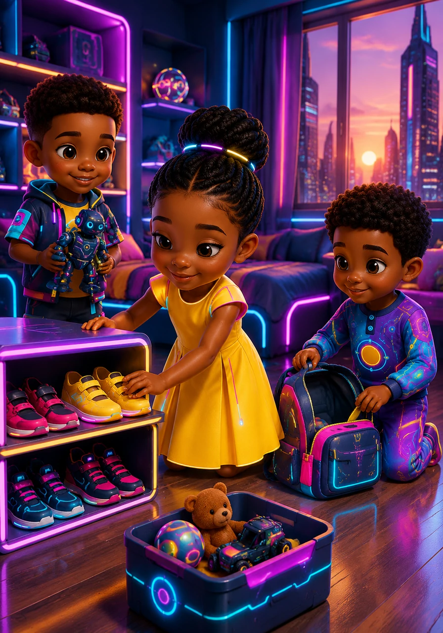 Every evening before the sun goes down, Abby takes great care to arrange her colorful shoes, favorite toys, and school bag in their proper places. She learns that being responsible for her own things is a wise way to help her family and care for her home.