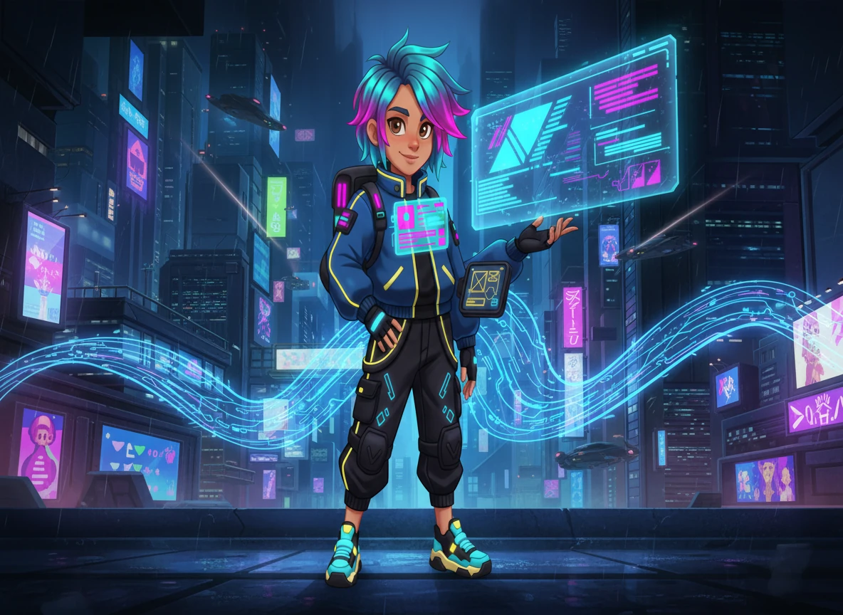 Neon Canvas: Jax's Digital Masterpiece - science-fiction