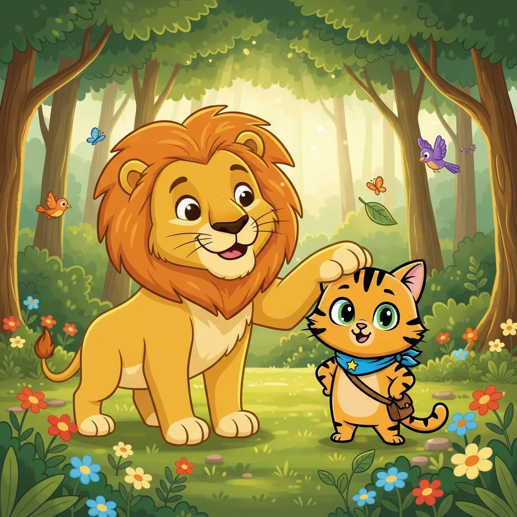 Raja Singa tersenyum, terkesan dengan keberanian Piko. Ia memutuskan untuk tidak memakan Piko, melainkan menawarkan persahabatan. Mereka berdua kemudian menjadi teman baik, bermain bersama di hutan.