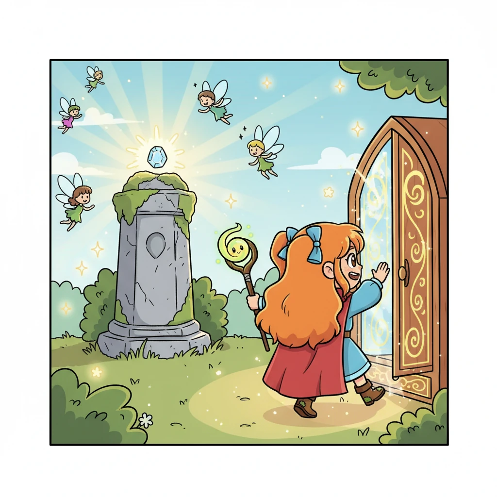 Back in the Fairy Kingdom, the stone was placed back in its rightful place, and the kingdom was filled with light and laughter once more. Elara, now a hero, returned home through the wardrobe, forever changed by her incredible adventure.