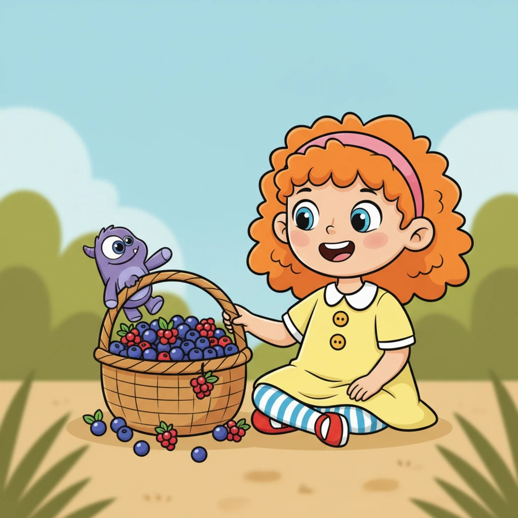 As the basket overflowed, Lily looked at the pile of berries and then at Pip, who was perched proudly on the rim. She realized that working together had not only made the task easier but also much more joyful. Sharing the effort made the reward even sweeter.