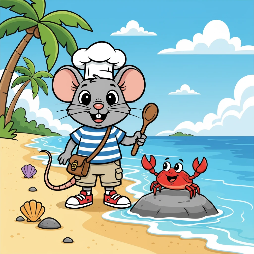 Suddenly, a friendly crab waved at Ramesh. They exchanged a few clicks and a quick chat. Ramesh's new friend seemed to enjoy the scenery too!
