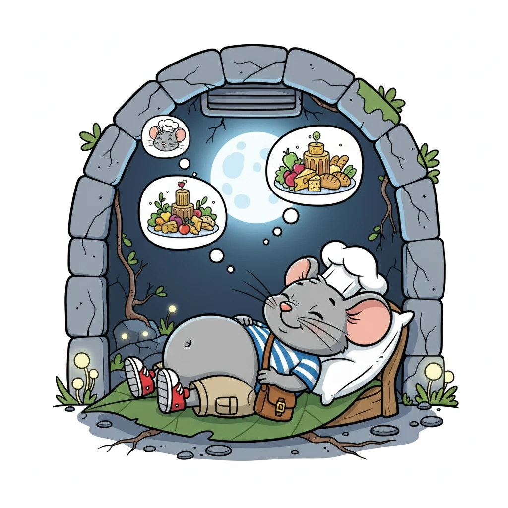 With a full belly and a happy heart, Ramesh retreated back to his cozy home under the pavement. He dreamt of moonlit adventures and delicious feasts, ready for the next full moon.