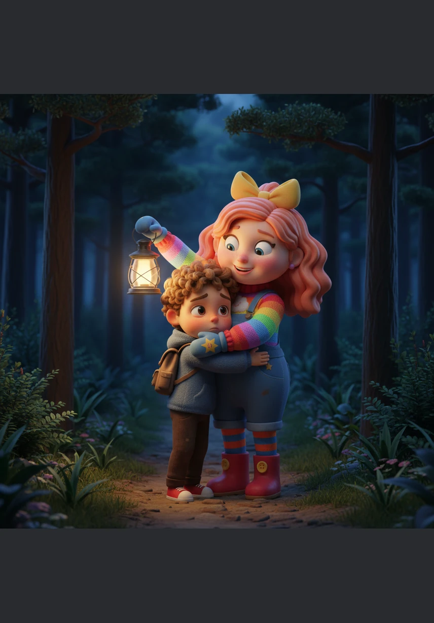 Oliver ran toward the light and fell into his mother’s waiting arms as she stepped into the clearing with her lantern. She held him close, her relief washing over them both like a warm blanket. As they walked home hand-in-hand, Oliver knew he would never ignore her advice again.