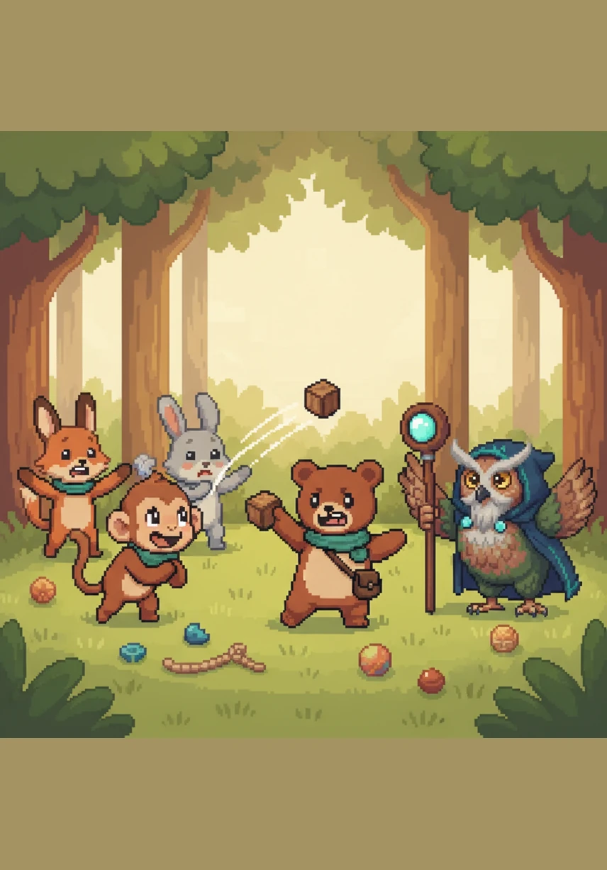 بينما كان القرد ميمو يضحك بمرح أثناء اللعب المشترك مع الأصدقاء، اعتقد نونو المسكين أن ميمو يسخر منه ومن طريقته في اللعب. لم يفكر نونو مرتين، بل صرخ 'لا تضحك علي' ورمى لعبته المفضلة باتجاه ميمو، مما جعل الأصدقاء يتوقفون عن اللعب بخوف وحزن.