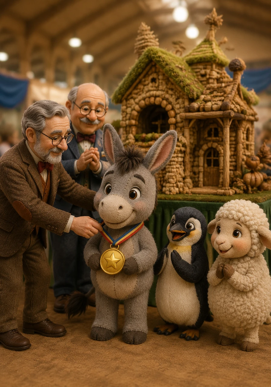 Two distinguished judges approached the exhibit and unanimously agreed that the marrow-house was the most extraordinary entry in the entire show. One of the judges stepped forward and proudly hung a shiny first-place medal around Muffin’s neck.