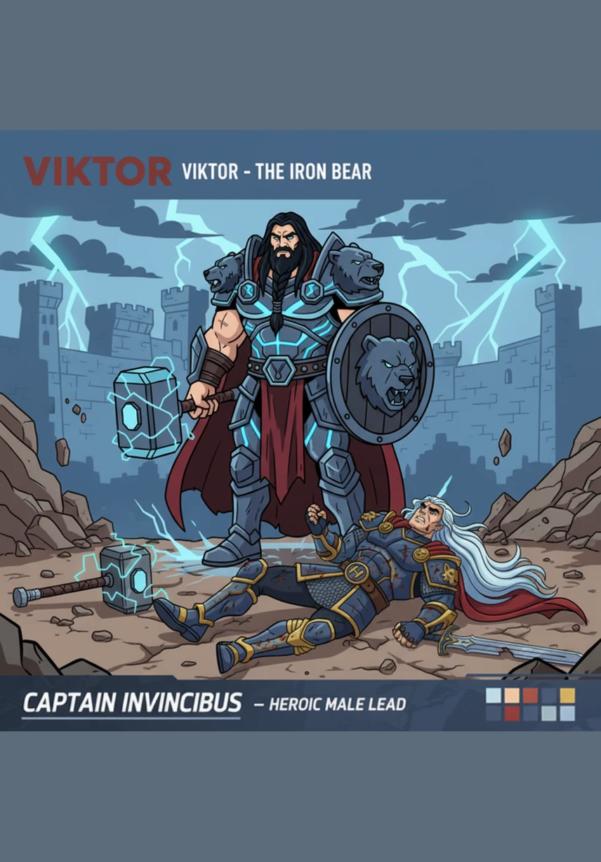 Скрестив свои верные серпы, Виктор высекает мощную искру, которая мгновенно превращается в сияющую пятиконечную звезду надежды. Этот яркий свет озаряет лица рабочих и строителей, даруя им неисчерпаемое вдохновение для новых свершений. Тьма отступает перед силой этого чистого и праведного огня.