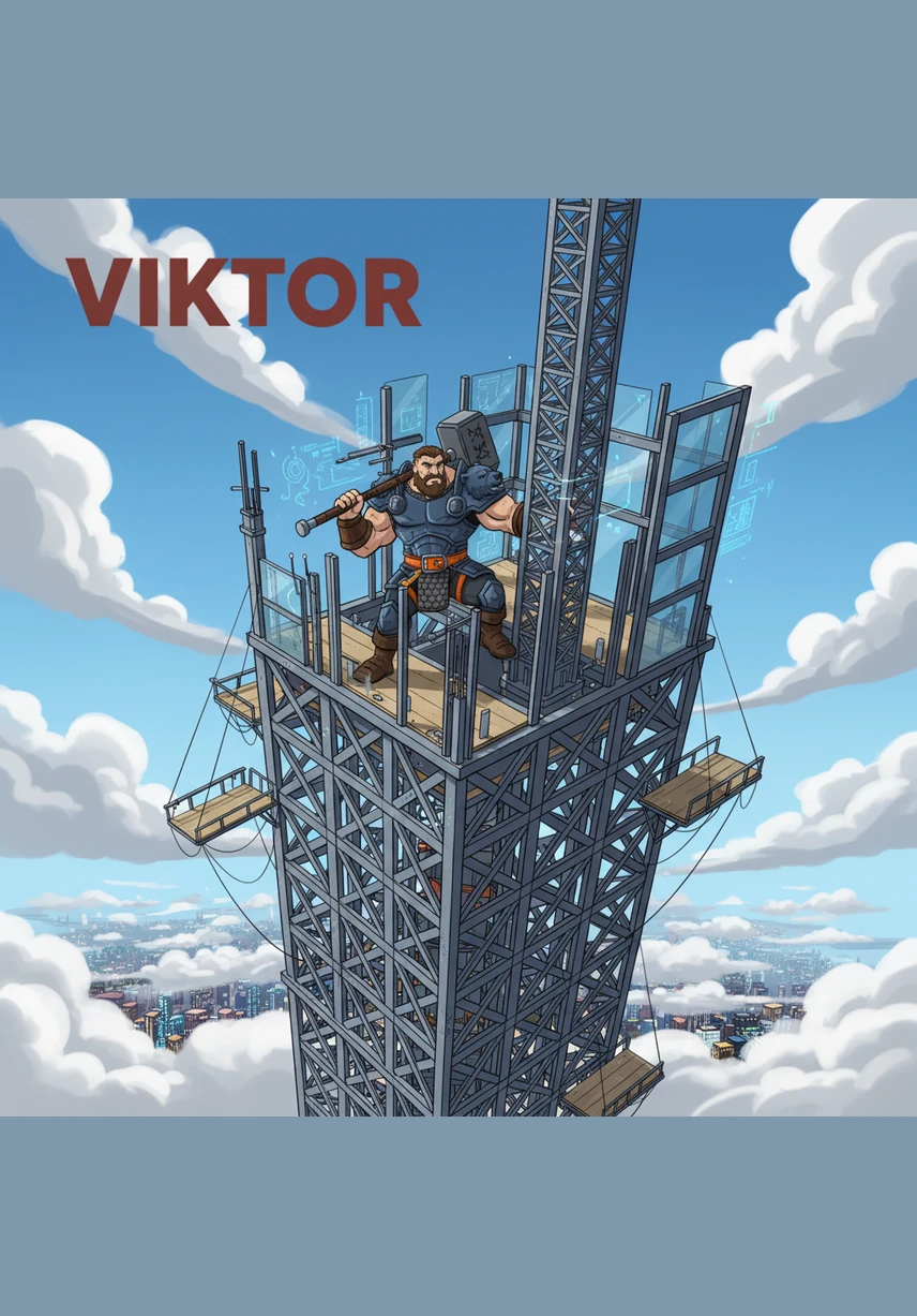 Герой бесстрашно взбирается на самую высокую строительную башню, не обращая внимания на пронизывающий ветер и головокружительную высоту. Там, на самом пике, он устанавливает сияющий символ новой эры, который виден даже из самых отдаленных уголков страны. Этот маяк станет ориентиром для будущих поколений.