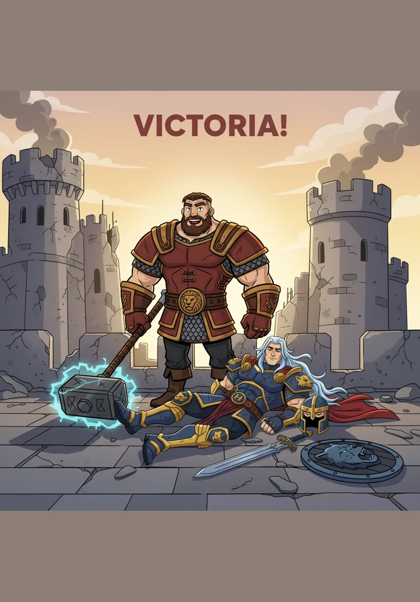 В финальной сцене Виктор поднимает два серпа высоко над головой, образуя величественную триумфальную арку на фоне заходящего солнца. Его образ застывает в вечности как символ непобедимого духа и вечного стремления человечества к свету и справедливости. История героя становится легендой, передаваемой из уст в уста.