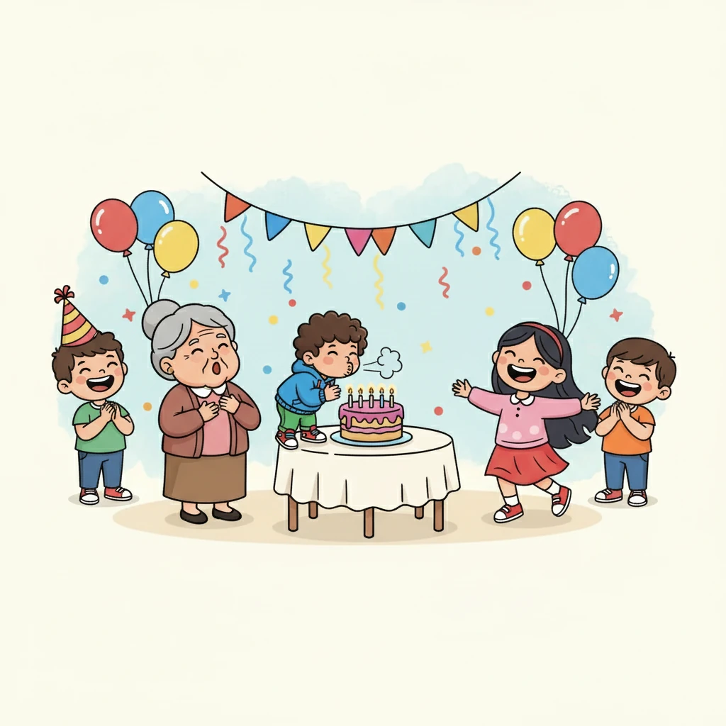 На рождения ден на Боян, баба Светла изпя специална песен за него. Елена танцуваше, а Боян духаше свещите на тортата. Всички се забавляваха.