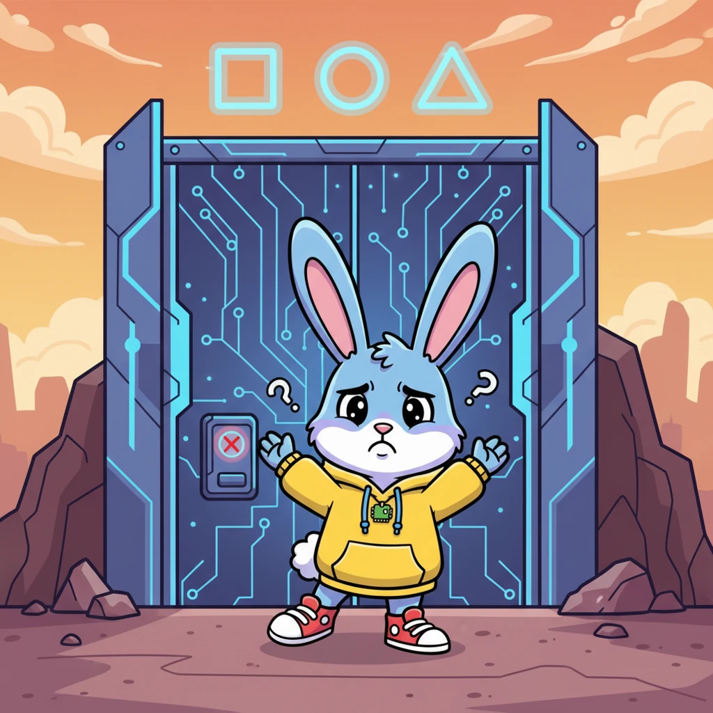 The race continued with increasingly complex puzzles. Dash, far ahead in distance, encountered a particularly tricky pattern sequence. He guessed wildly, frustrated when the gate wouldn't open. His ears drooped as he realized his speed wasn't helping here.