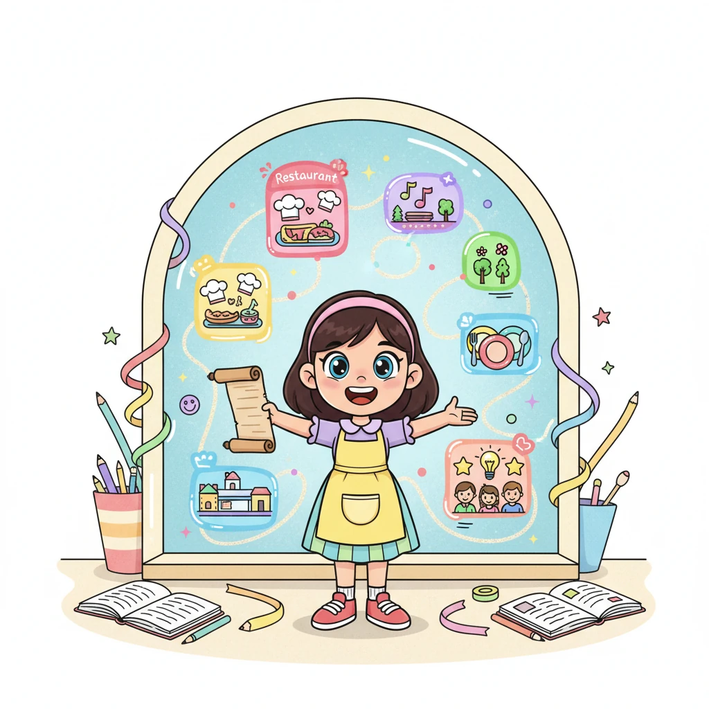With a flourish, Doodle Dee proudly presented her completed 'restaurant experience website' – a magnificent collection of all seven sections! It was a masterpiece of imagination, ready to inspire the happiest restaurants ever.