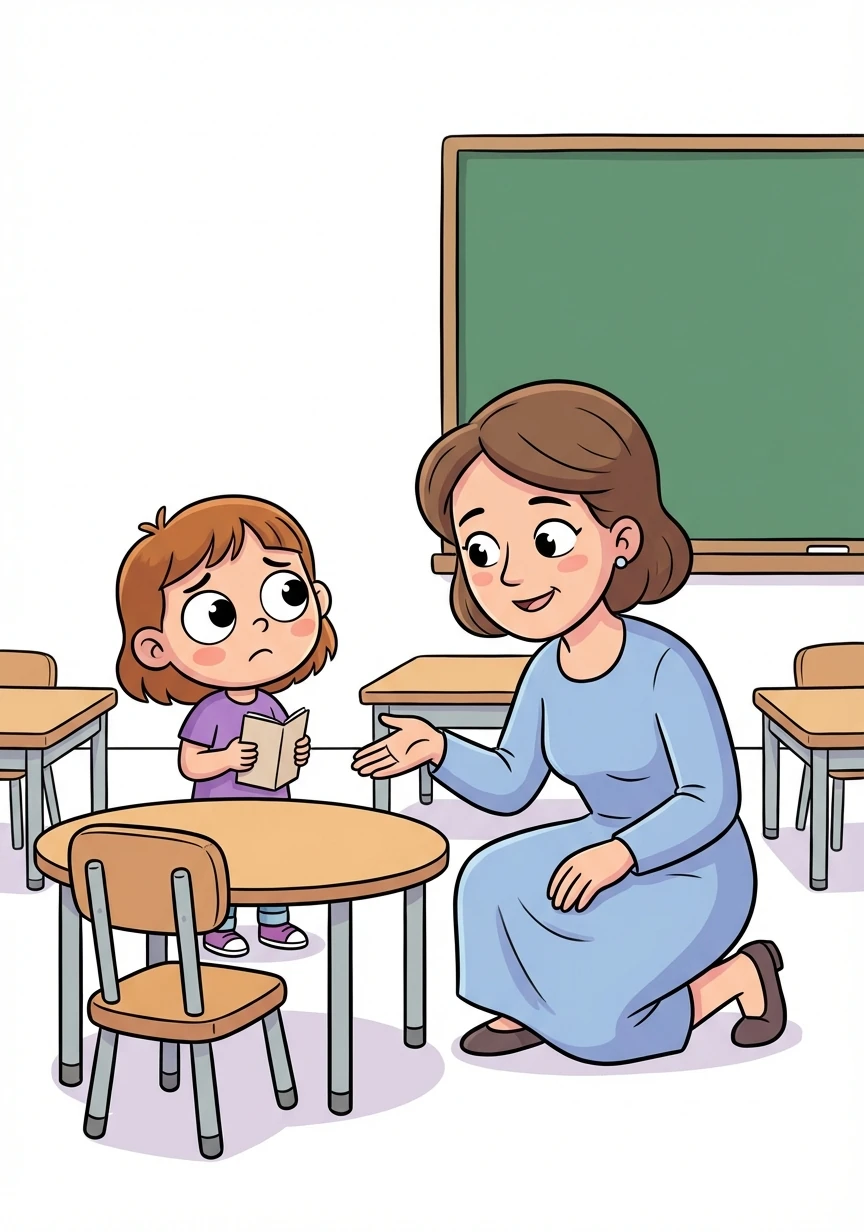 Penny explained that she had simply followed her instructions. Mrs. Gable gently explained that she meant for them to stay in their seats and get to work.