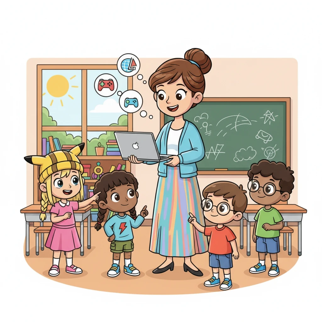 Miss Lily, their kind teacher with a warm smile, gathered the children. She held up a Chromebook, explaining the important rules: handle with care, use for learning, and always listen to instructions. Max listened, but his mind buzzed with thoughts of digital adventures. He couldn't wait to get his hands on one!
