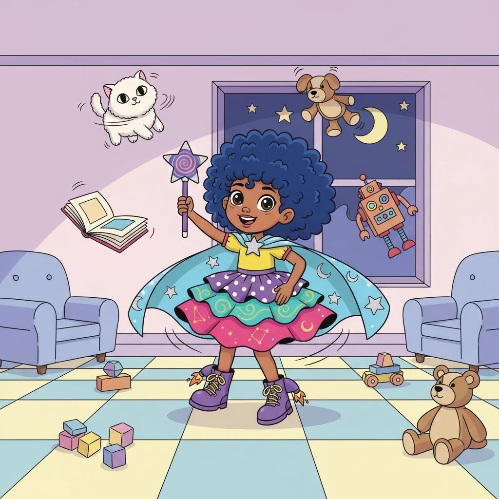 Stella twirled around, joining in the fun. She danced with her toys, her cat, and her book. Her heart was full, and she knew this was a day she would never forget.