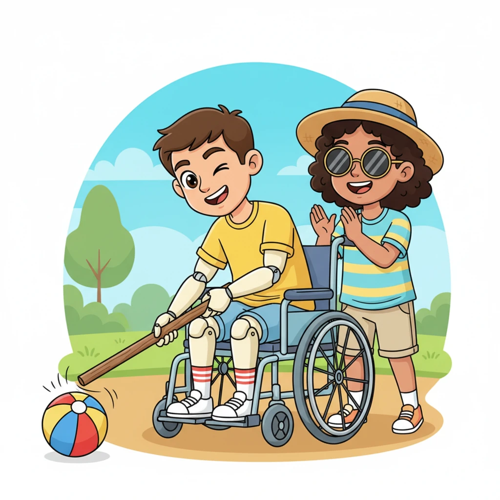 Seeing her predicament, Leo winked and pointed to a long, sturdy stick he kept by his side. With a clever maneuver and a helpful push from Maya, he gently nudged the ball out from beneath his chair. Maya clapped her hands in delight.