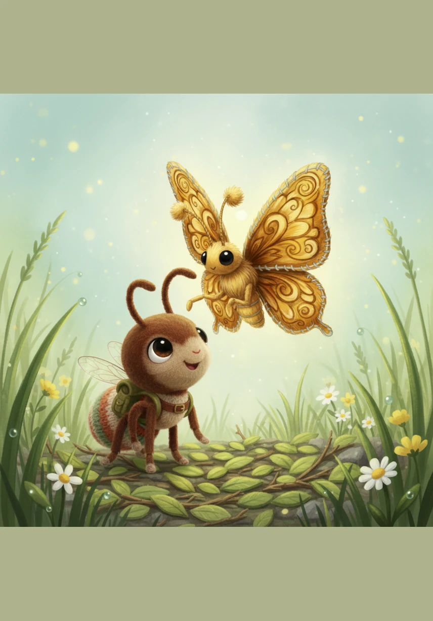 The golden butterfly soared into the sky, its wings glowing like sunlight as it danced through the air. It circled back to Zippy, thanking her for the incredible bravery hidden within such a small friend.