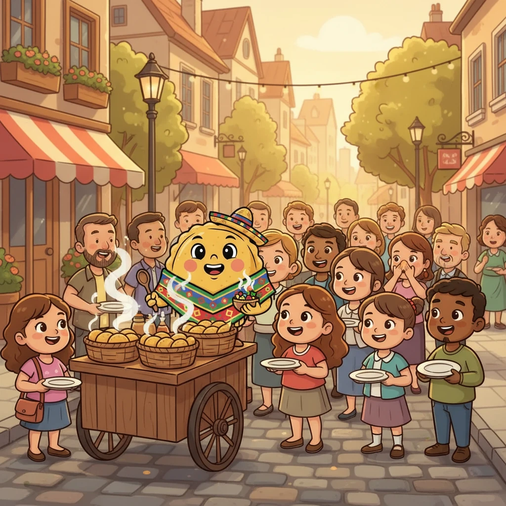 La fama de Empanadita y sus amigos creció rápidamente. Todo el mundo quería probar sus deliciosas empanadas. La ciudad se llenó del aroma tentador que emanaba de su puesto.