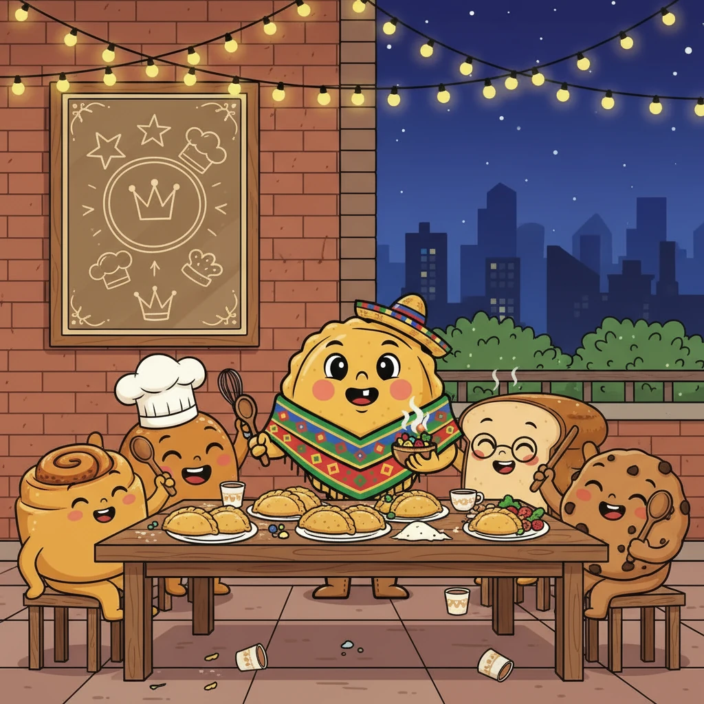 Al final del día, Empanadita y sus amigos, cansados pero felices, celebraron su éxito. Sabían que, con trabajo duro y amistad, cualquier sueño es posible. ¡Y las empanadas eran las mejores de la ciudad!