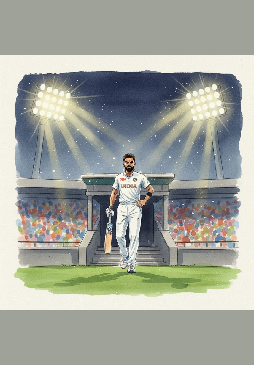 Under the blinding glare of the stadium floodlights, a thunderous roar echoes through the air as a lone figure emerges from the pavilion. The world slows down as he steps onto the grass, the weight of a billion dreams resting on his shoulders. This is the moment where silence meets the storm, and a legend begins to breathe.