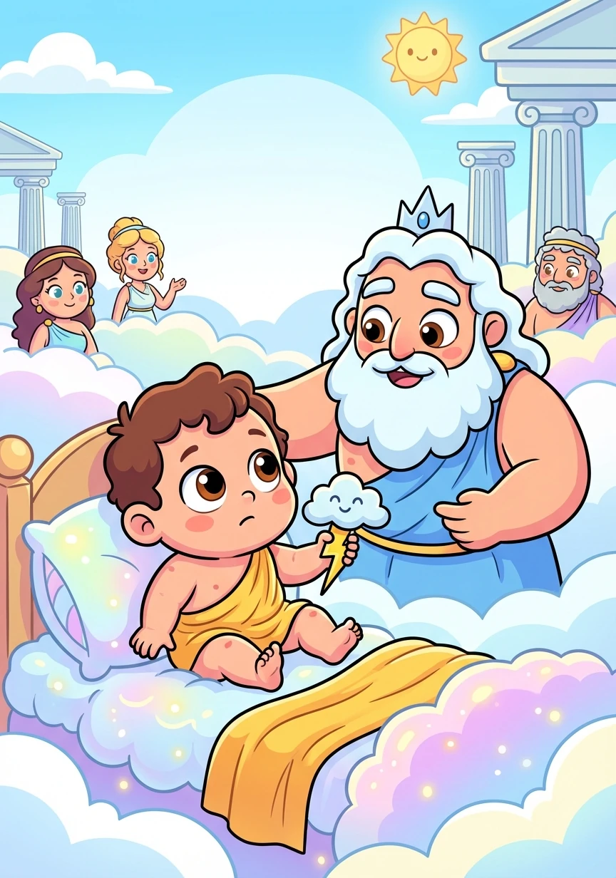 在奧林帕斯山上，阿瑞斯誕生了，他擁有與生俱來的神力，卻也感受著與其他神祇之間的距離。他的父親宙斯，眼神中充滿了期望，期望他能成為一位強大的戰神。