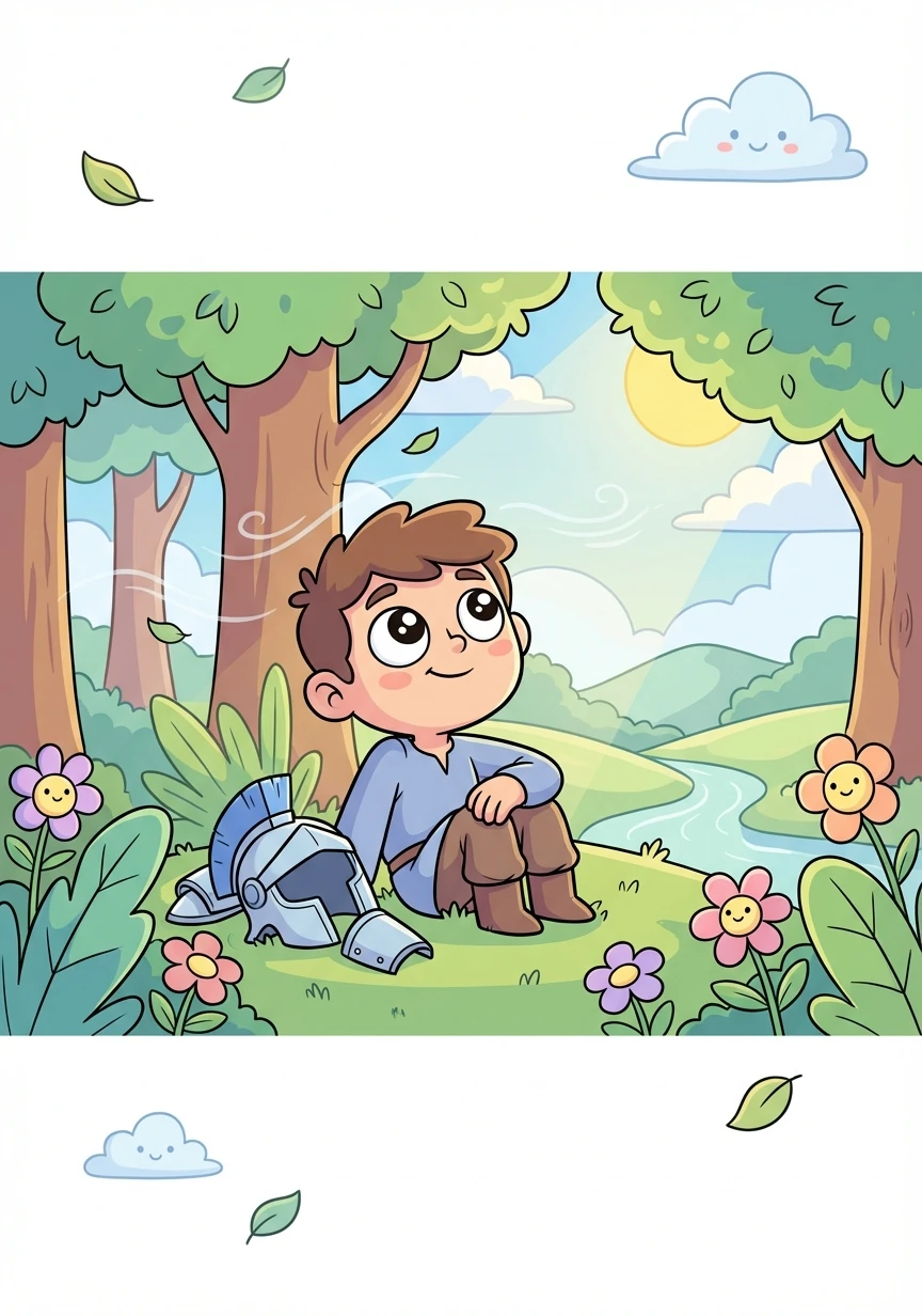 阿瑞斯獨自一人來到一片寧靜的森林，他卸下盔甲，感受著微風拂過臉龐。他第一次如此清晰地感受到大自然的美好，以及內心的平靜。他開始反思自己的選擇。