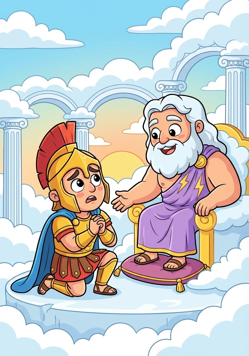 阿瑞斯回到奧林帕斯山，他向宙斯坦白了自己的困惑與不安。宙斯看著他，眼中充滿了理解。他告訴阿瑞斯，真正的力量並非來自於戰爭，而是來自於內心的堅定。