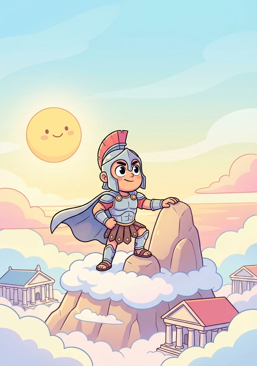 阿瑞斯站在奧林帕斯山上，看著遠方。他的眼神中不再充滿迷茫，而是充滿了堅定與希望。他終於找到了自己的道路，成為了一個被眾神和人類所尊敬的戰神。