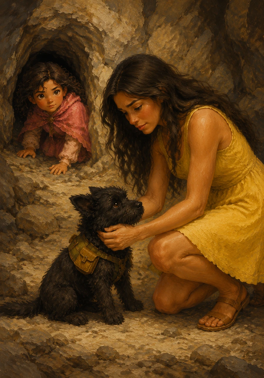 Maite kneels down to comfort the cub, her gentle voice soothing its fears while Olivia keeps a watchful eye on the surroundings. Olivia’s small size allows her to wiggle into tight spaces, checking to make sure no other dangers are nearby. They work together to keep the cub calm and still.