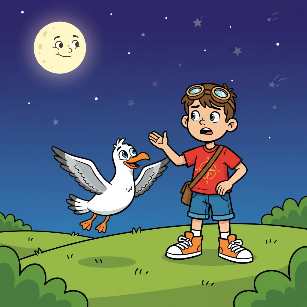 Leo's best friend, a playful seagull named Pip, flew in to see what was the matter. Leo explained the stars were disappearing and he needed help to find them.