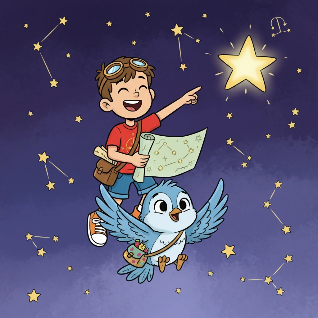 Pip and Leo decided to set off on an adventure. They packed a bag with snacks and a map of the starry sky. Pip promised to help Leo fly to the stars.