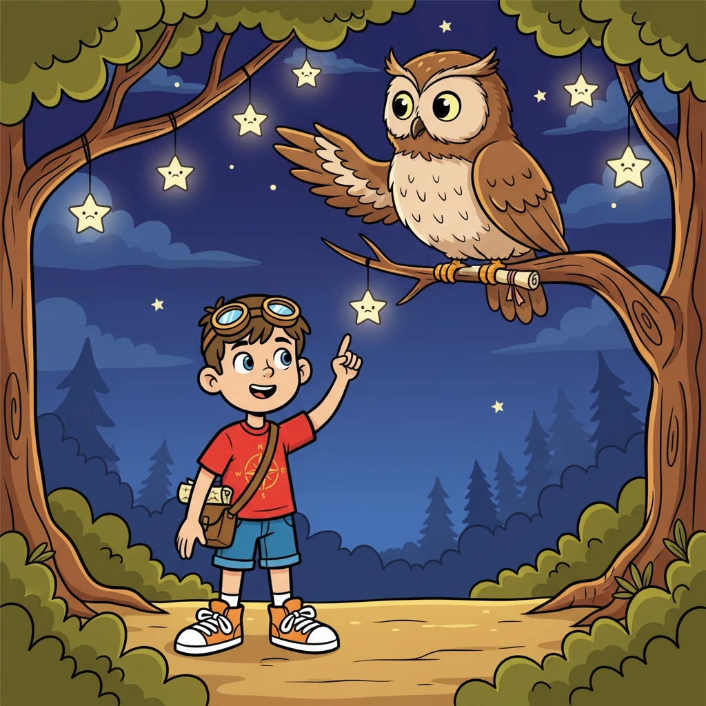 They met a wise old owl who told them the stars were lost because they were afraid of the dark. The owl explained they needed a friend to show them the way.