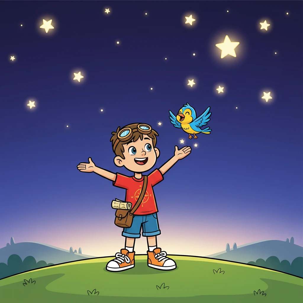 As the stars began to shine again, Leo and Pip felt a sense of accomplishment. They had brought the stars back to the sky, and they were very happy.